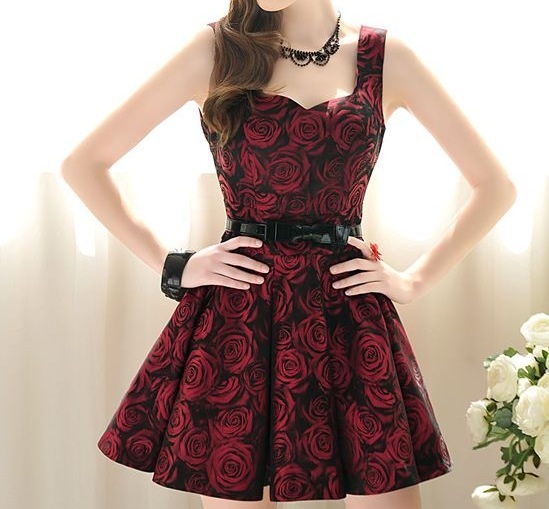 Dark Red Rose Dress