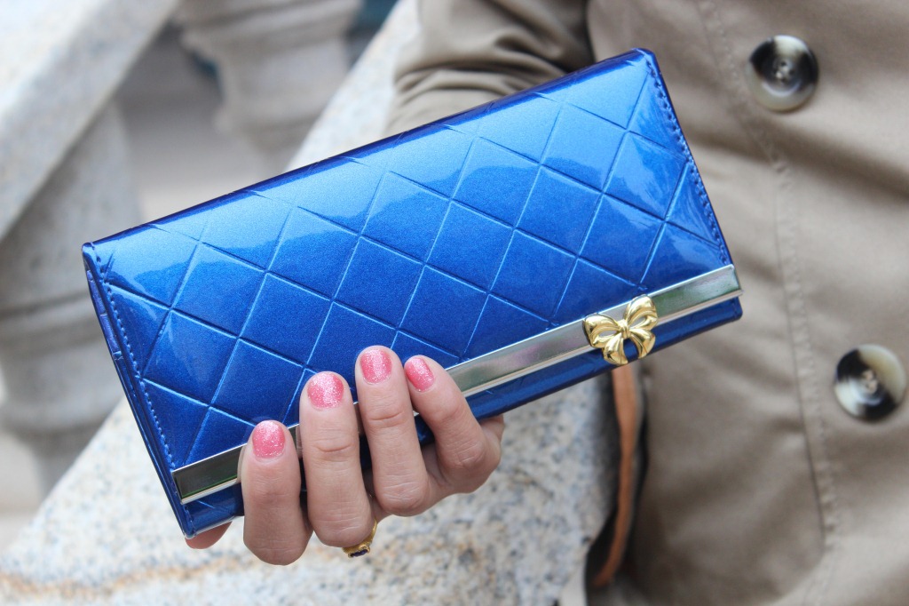 Women PU Leather Quilted Bow Solid Fashion Practical Long Purse Wallet Handbag Card Bag