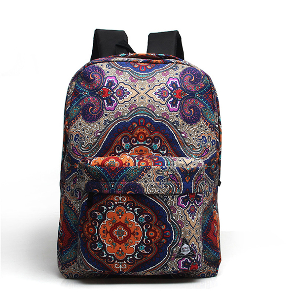 Vintage Pattern Canvas School Bag Travel Backpack
