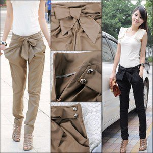 Pants With Bow In Beige