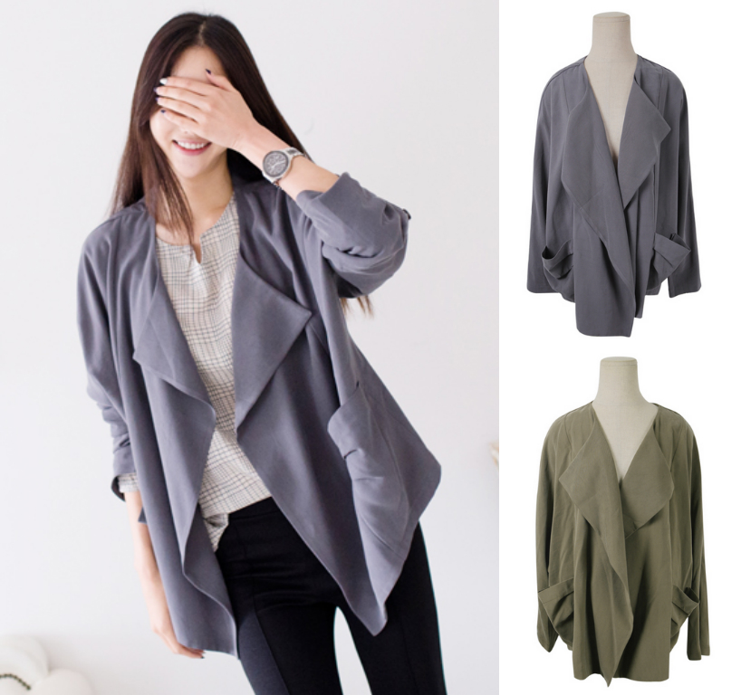 Cardigan Jacket Outerwear Outer Grey Green Khaki Autumn Fall Jumper Stylish Office Casual Women Natural Fit Boxy
