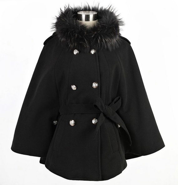 Black Wool Coat Jacket For Women Trench Coat Outwear Top Women Clothing