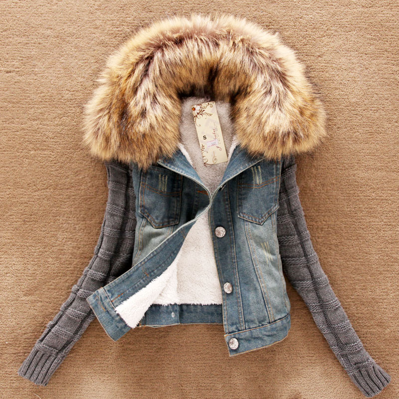 jean jacket with fur hoodie