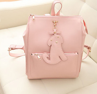 Fashion Dog Pendant Mint Green Cute Backpack - Pink