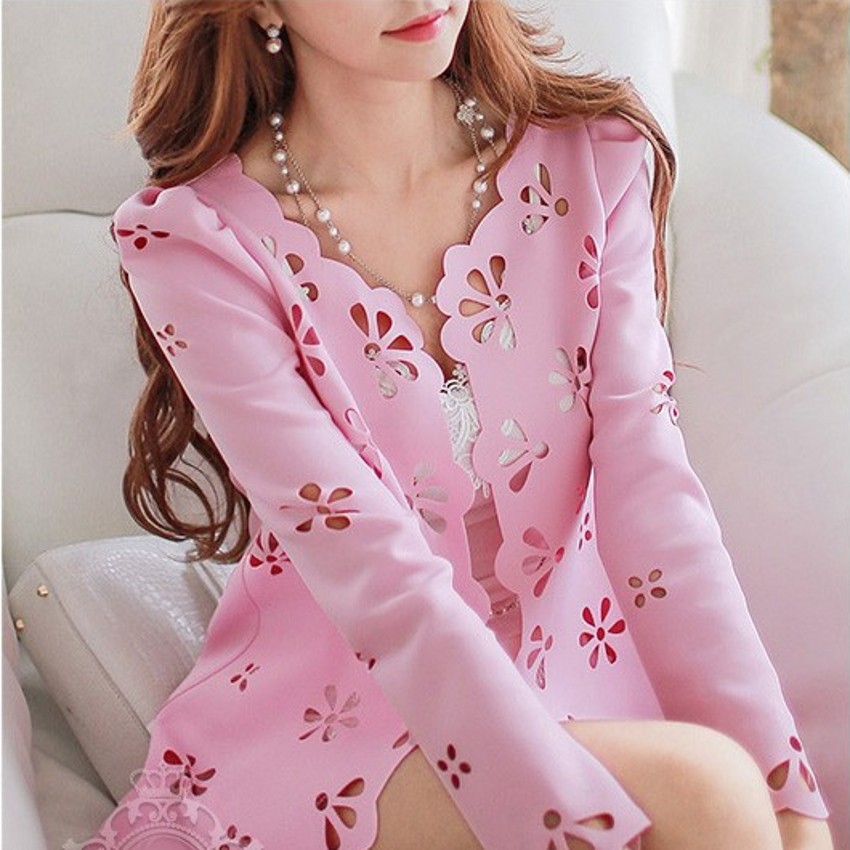 Craft Cut Flowers Long Sleeve Casual Coat ZX925BC