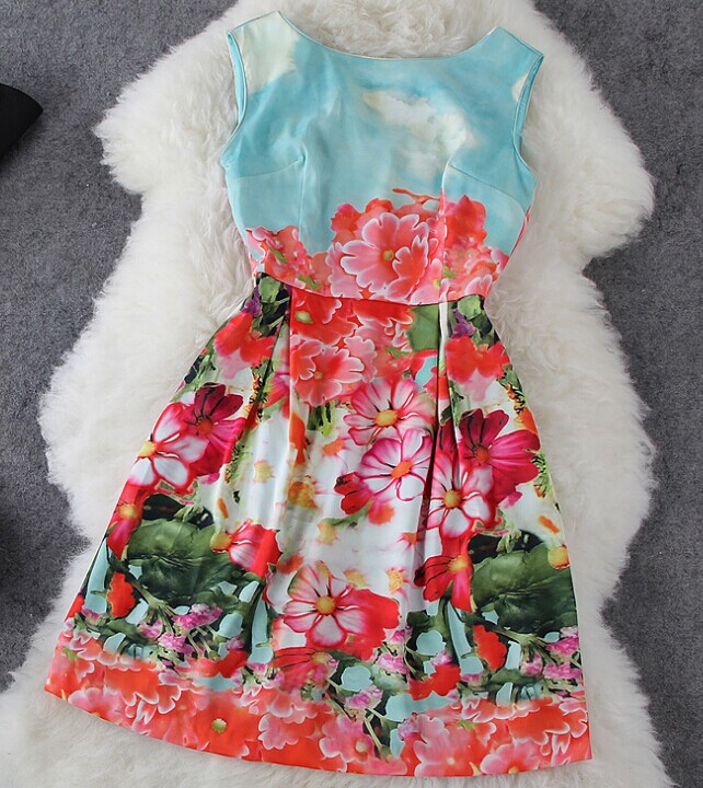 Floral Stitching Sleeveless Dress GD0702DJ