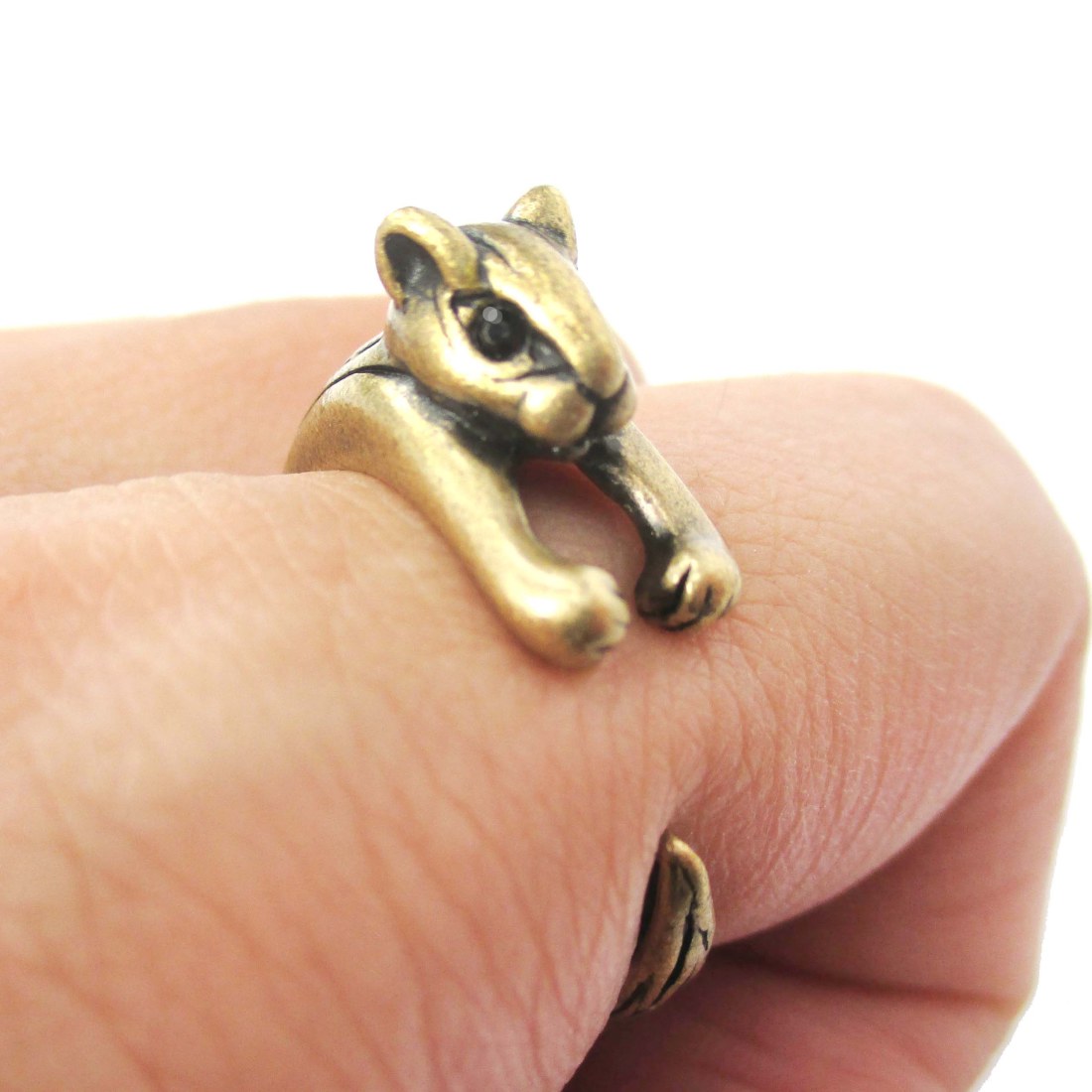 Adorable Squirrel Animal Wrap Around Ring In Brass - Size 3 To 8.5
