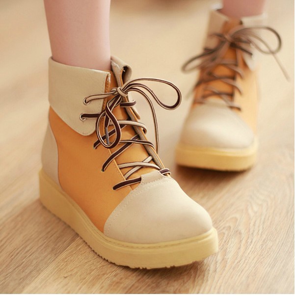 Spell Color Flat Boots With Thick Soles