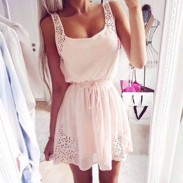Hollow Out White Dress On Luulla