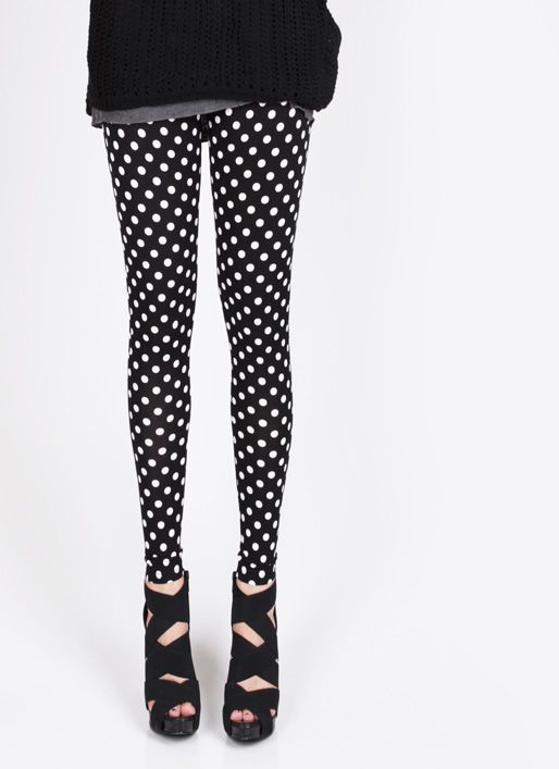 fashion Cute Black Polka dots Leggings 