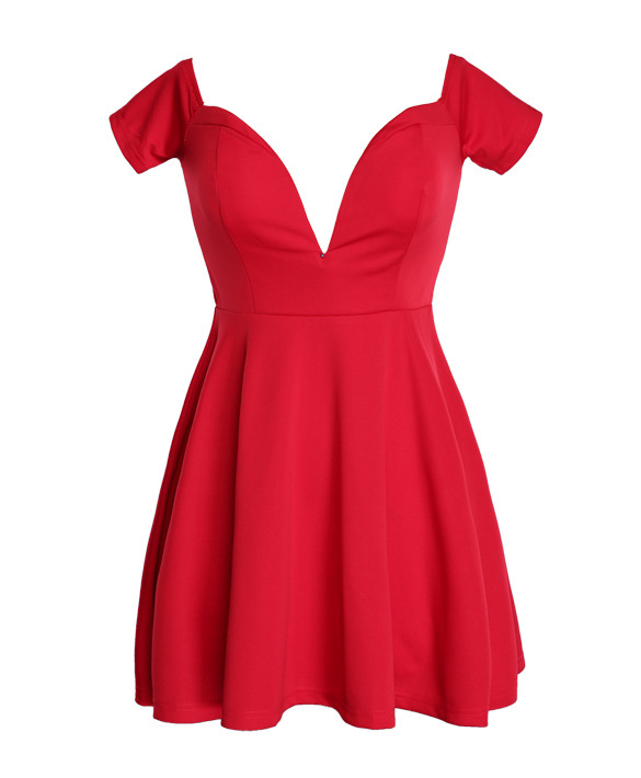 Sexy Deep V-neck Sexy Party Dress With Bra on Luulla