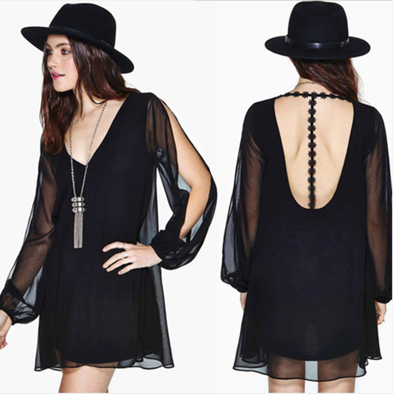 2015 Summer Long-sleeved Double Stitching Dress
