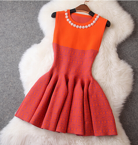 Fashion Beads Elastic Dress