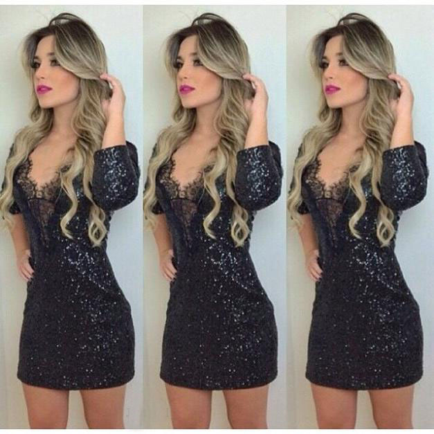 Sexy Women Long Sleeve Slim Bodycon Formal Party Evening Cocktail Mini Dress