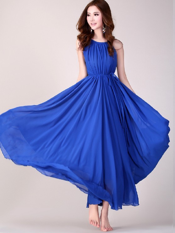 blue long summer dress