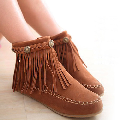 womens booties with tassels