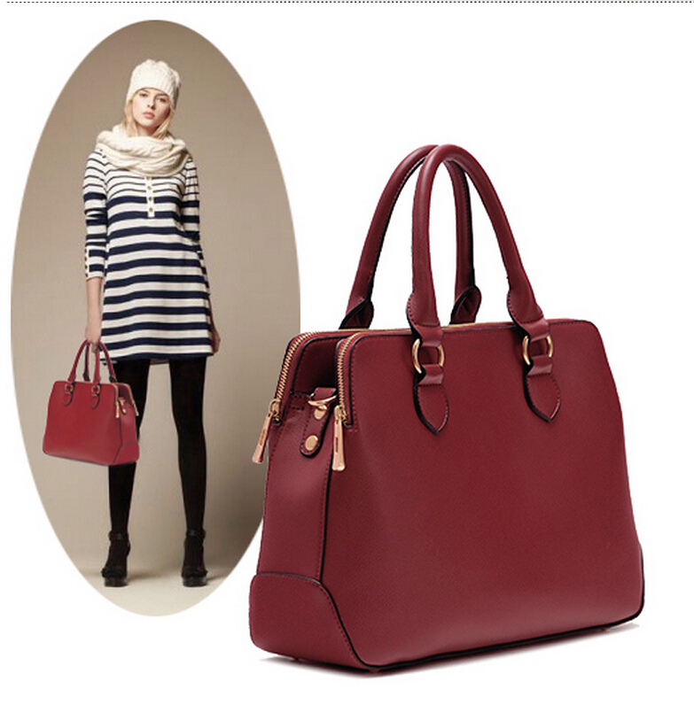 Faux Leather Structured Tote Bag With Shoulder Straps