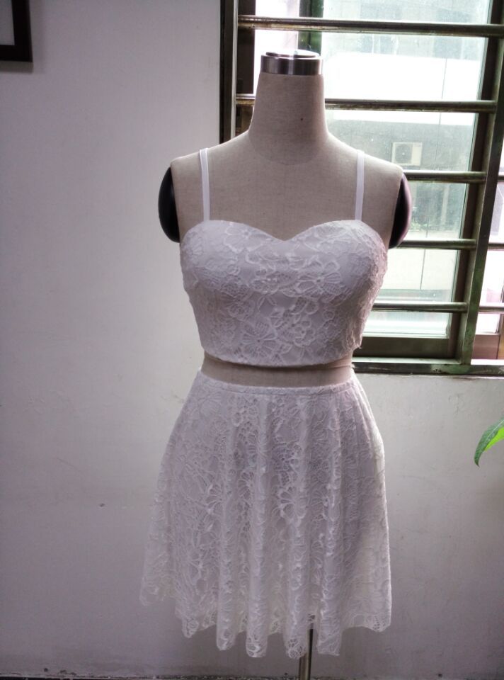 white two piece lace