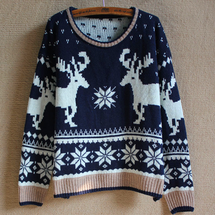 Christmas Moose Elk Sweater Soft Comfortable Black And Gray Sweaters ...