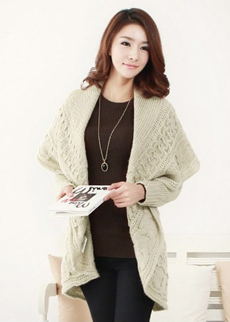 Hot sale Stylish Lady Turndown Collar Apricot Long Sweater Cardigans for women