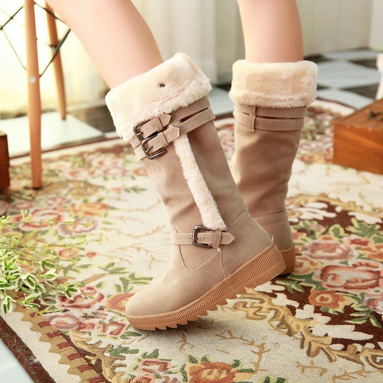 Stylish Suede Winter Boots In Apricot Color 4OTAM2324NNB7FRNS8XR1 G3B7V1UD27A