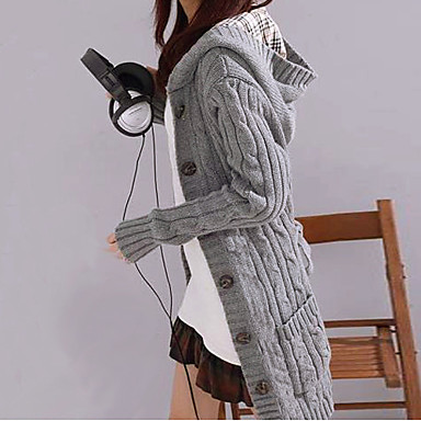 2015 Autumn and winter Women's Solid Hooded Long Cardigan with long sleeve