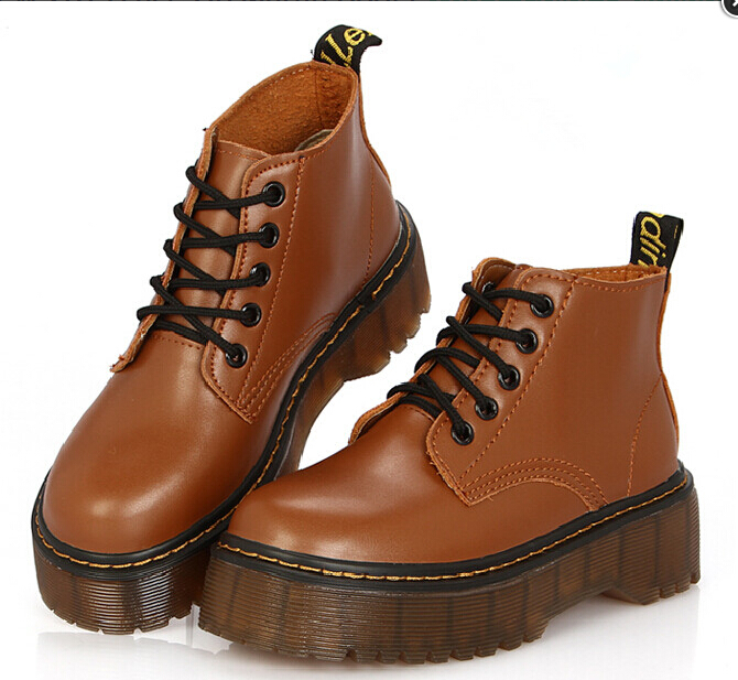 Lace-up Leather Combat Boots With Cleated Soles