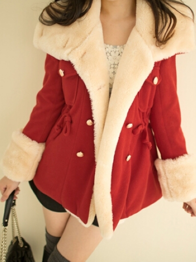Cute Deep Red Warm Winter Coat