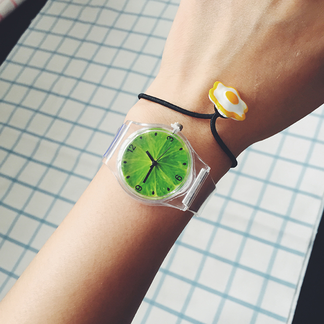 2015 New fashion Watermelon And Lemon Transparent Watch