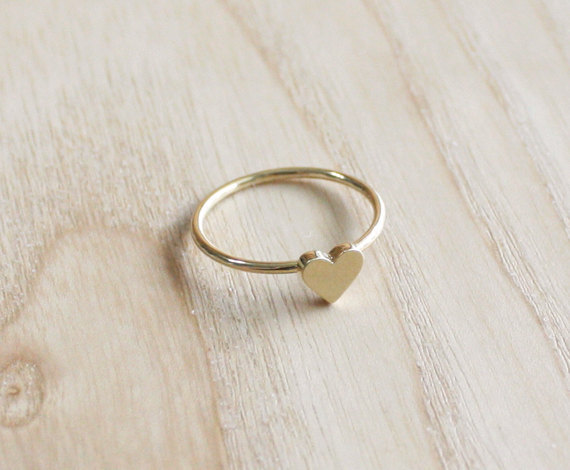 Tiny Heart Ring 7 Size In Gold Everyday Jewelry Delicate Minimal Jewelry