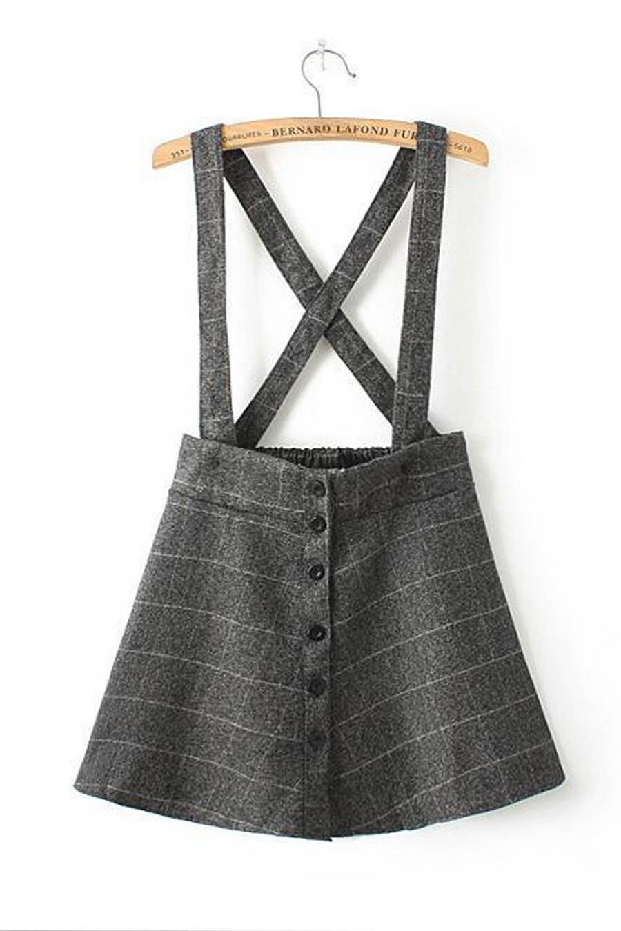 Button Front A-line Suspender Skirt