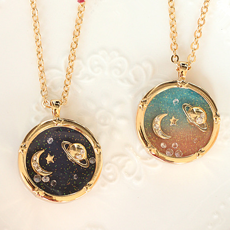 2015 fashion Harajuku Fantasy universe planet Saturn moon diamond the long necklace sweater chain