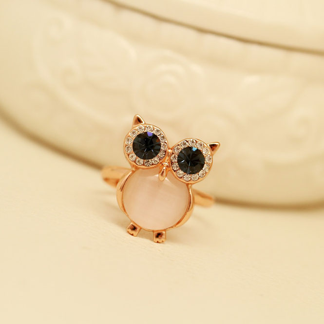 Cute lovely Owl Opal Opening Animal Ring for girl