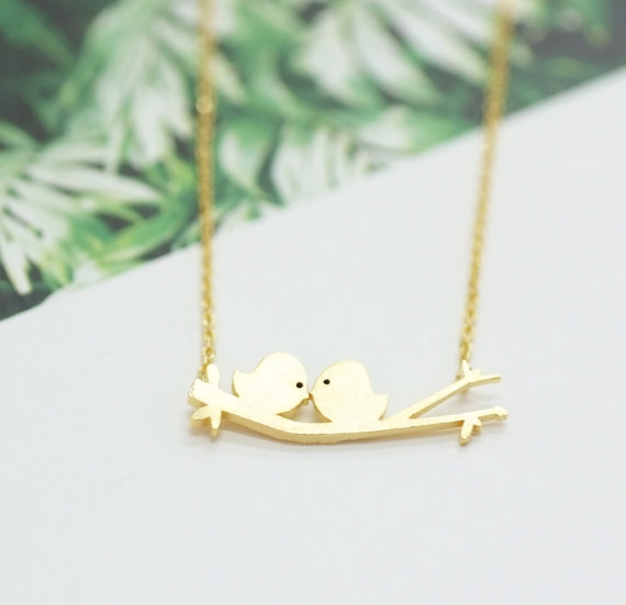Two Birds On A Branch Necklace,Two Love Birds Couple For Mom Girlfriend Giftskissing Love Birds