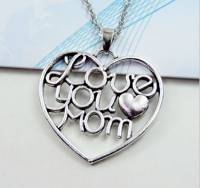 2016 SEXY fashion Europe Mother's Day gift heart-shaped necklace love mom alloy