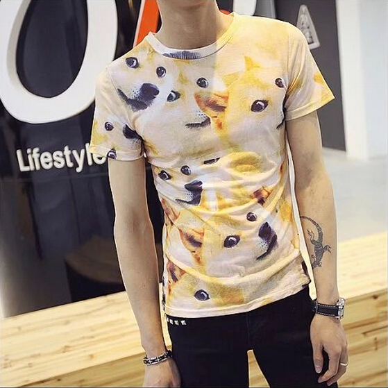 2016 new fashion cute Unisex 3d cartoon dog print short sleeve T-shirt