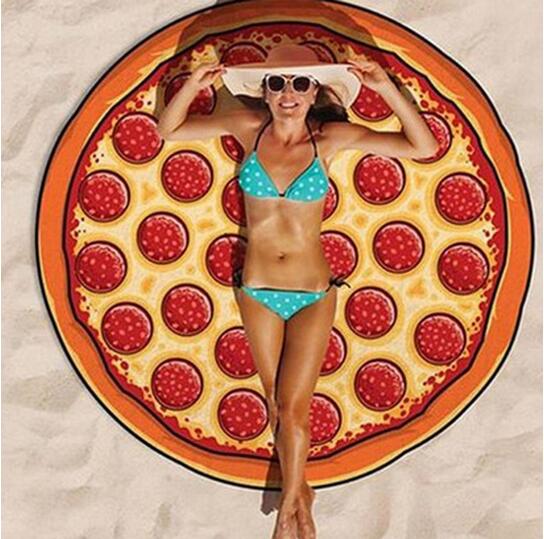 Pizza 150cm Printed Summer Bath Beach Round Towels