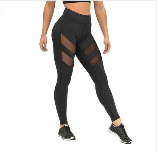 harajuku mesh splice fitness slim black sport leggings running legging gym leggings