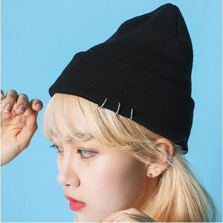 Free shipping Harajuku Style Beanies Women Knitted hat cap with Rings#297