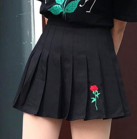 Black Rose Embroidered Short Tennis 