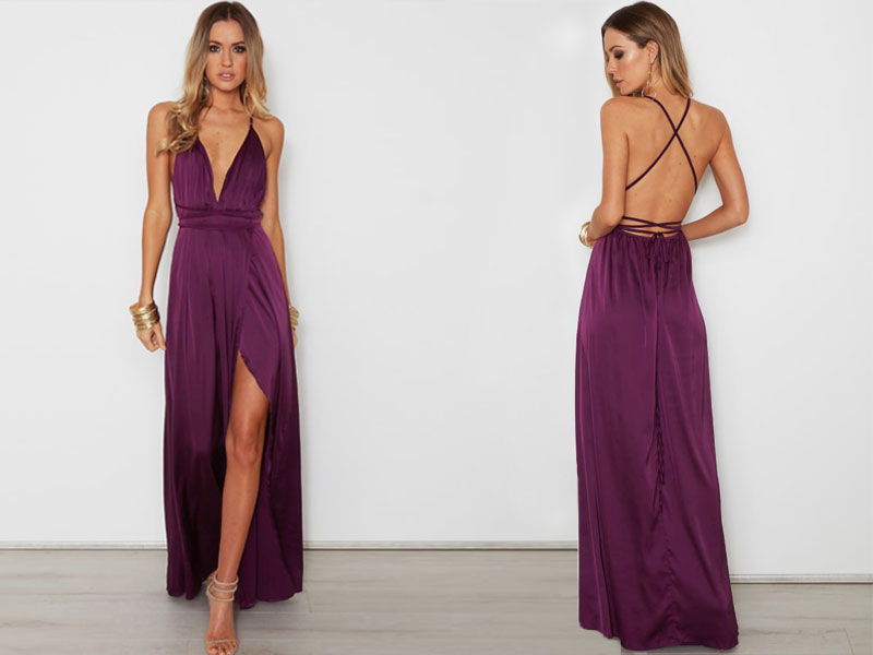 lace up back maxi dress