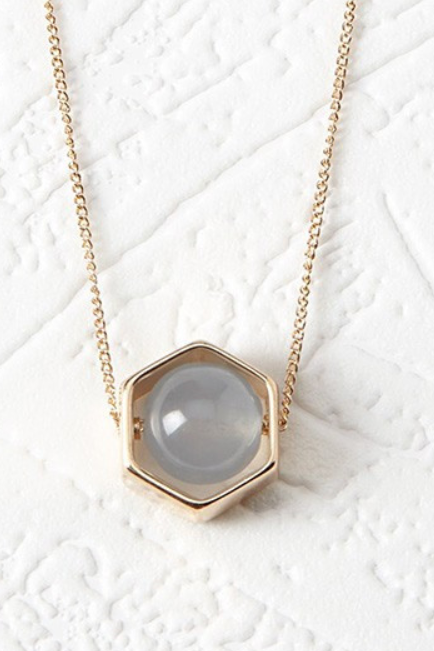Hexagon Opal Necklace