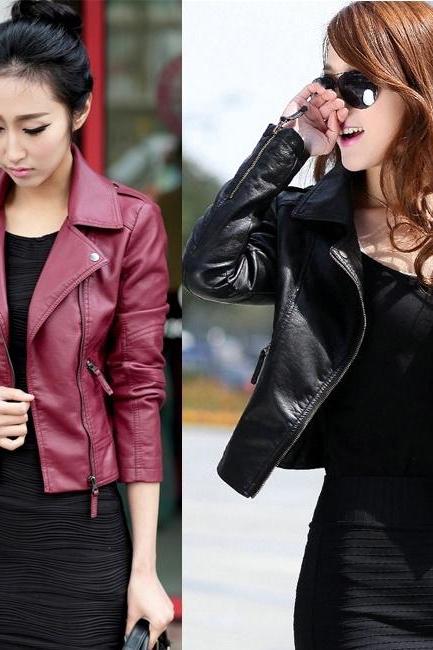 Women PU Leather Jacket Fashion Plus Size Jackets