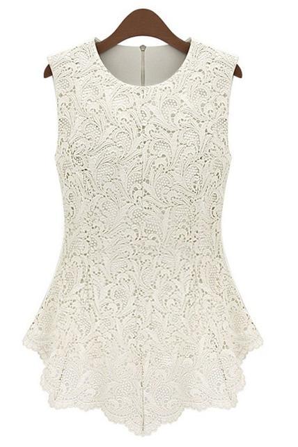 White Lace Embossing Female Tees For Lady