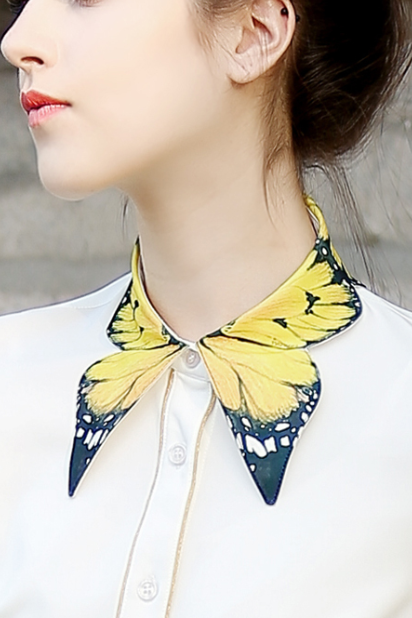 Retro cute Butterfly collar blouse shirt