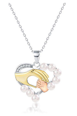 Women's Heart Pearl Pearl Gold Plated S925 Sterling Silver Pendant Necklace - Elegant Fashion Heart Silver 40cm Necklace For Gift Daily necklace/mothers' day gift