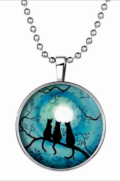 halloween black cat Luminous necklace