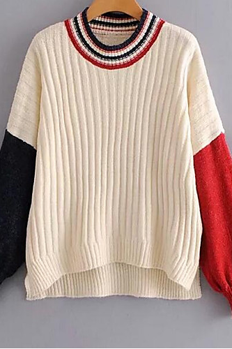 Color Block Women&amp;amp;#039;s Basic Pullover Sweater