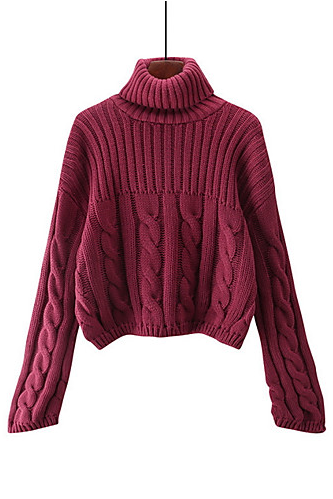 Women&amp;#039;s Solid Colored Turtleneck Weekend Long Sleeve Pullover