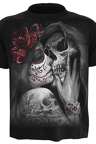 Men's Skull / Portrait Print / Short Sleeve Skull / Exaggerated Plus Size Cotton T-shirt